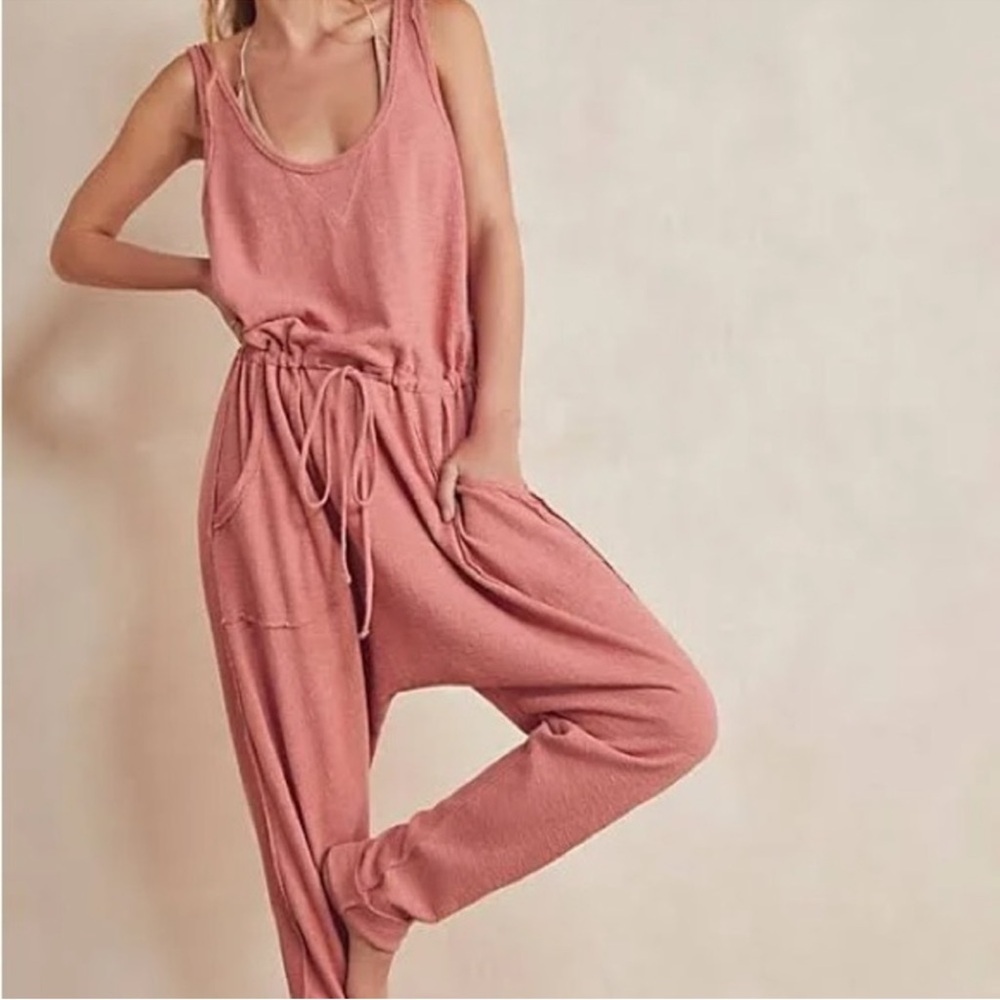 Free People Intimately On a Cloud Romper Jumpsuit Sun Sand Rose Pink
